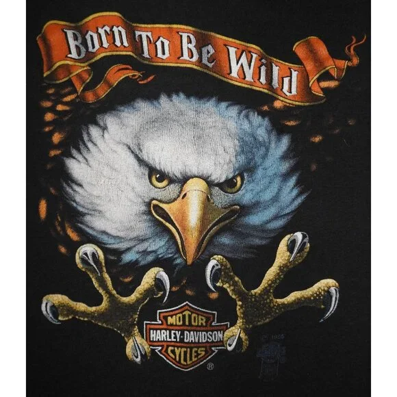 Vintage 1985 Harley-Davidson Eagle 3D Emblem Born to be Wild Single Stitch T-Shi - Picture 2 of 7